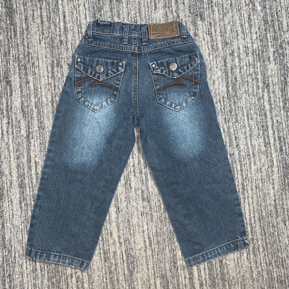 Vintage Infringe Raider‎ Jeans CO Toddler Boys 4T Dark Wash Embroidered Jeans